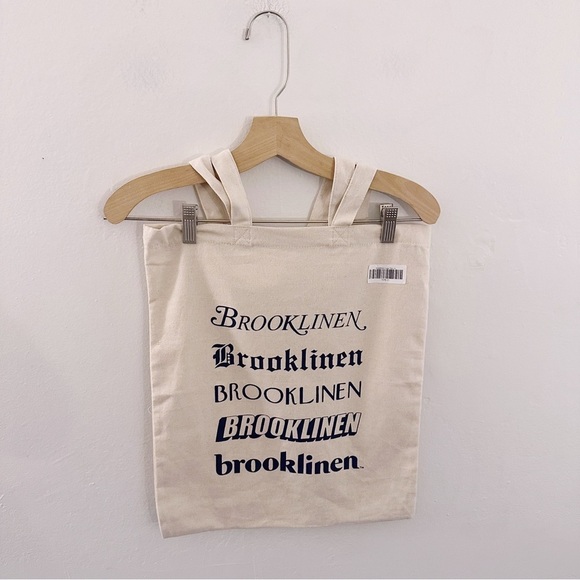 Brooklinen Cream Tote Bag Font Logo Cotton - Picture 3 of 3